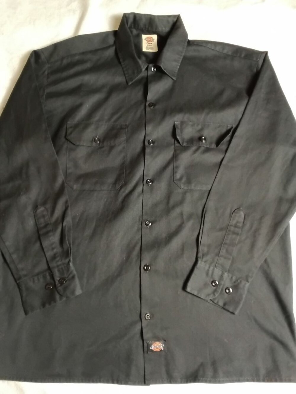 Dickies Flex Work Shirt Mens L Black Long Sleeve